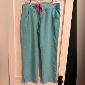 FIGS Kade Cargo Scrub Pants L Aqua